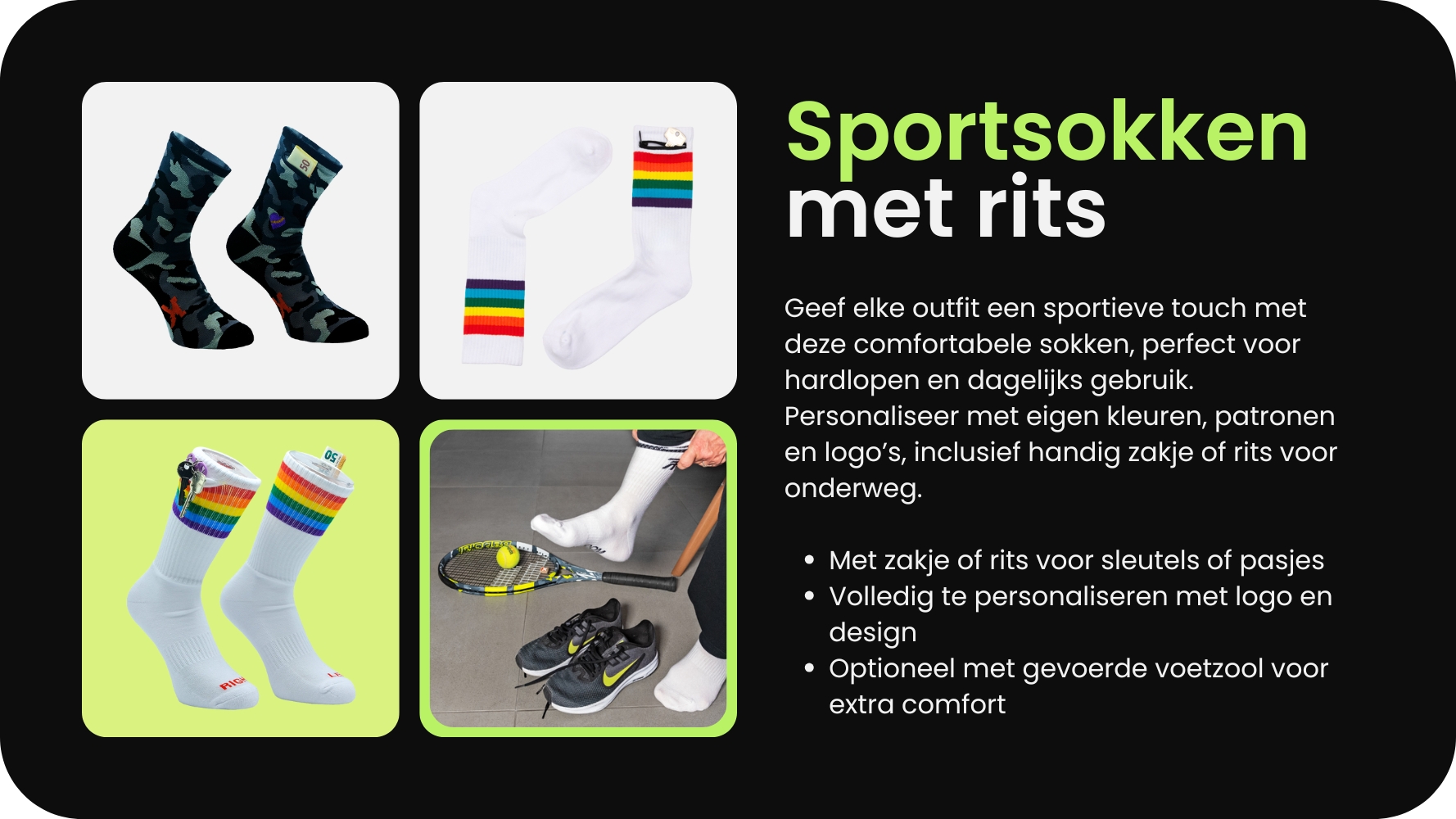 Sportsokken met rits