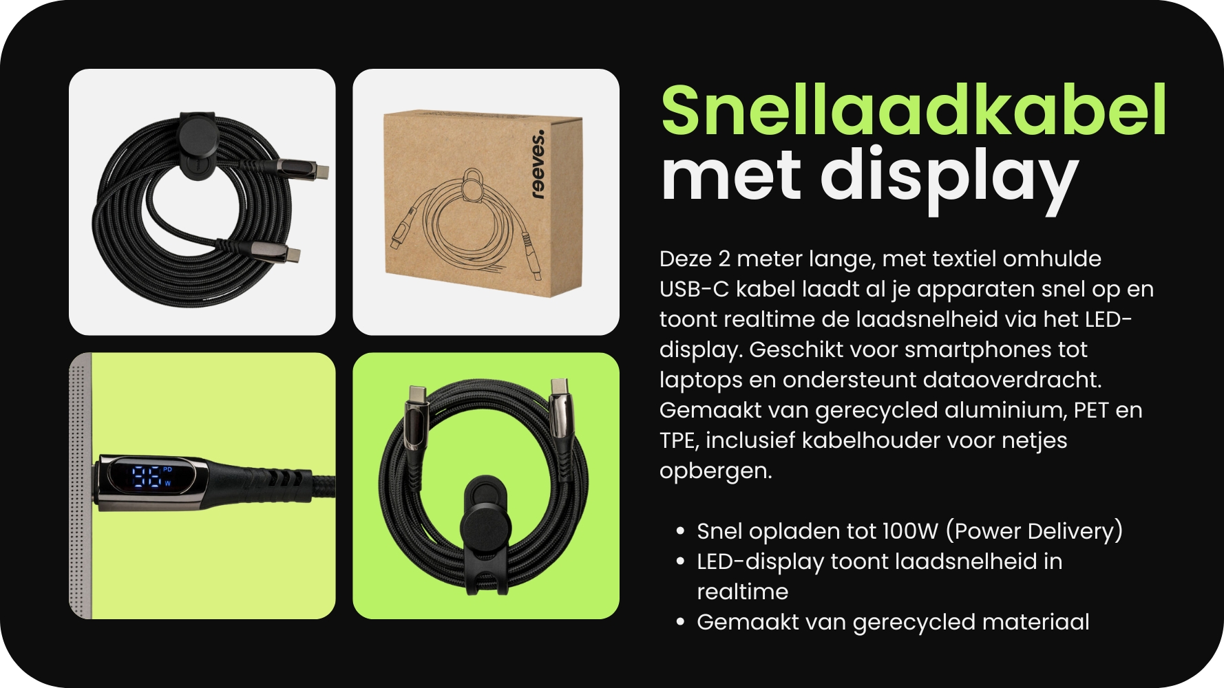 Snellaadkabel met display