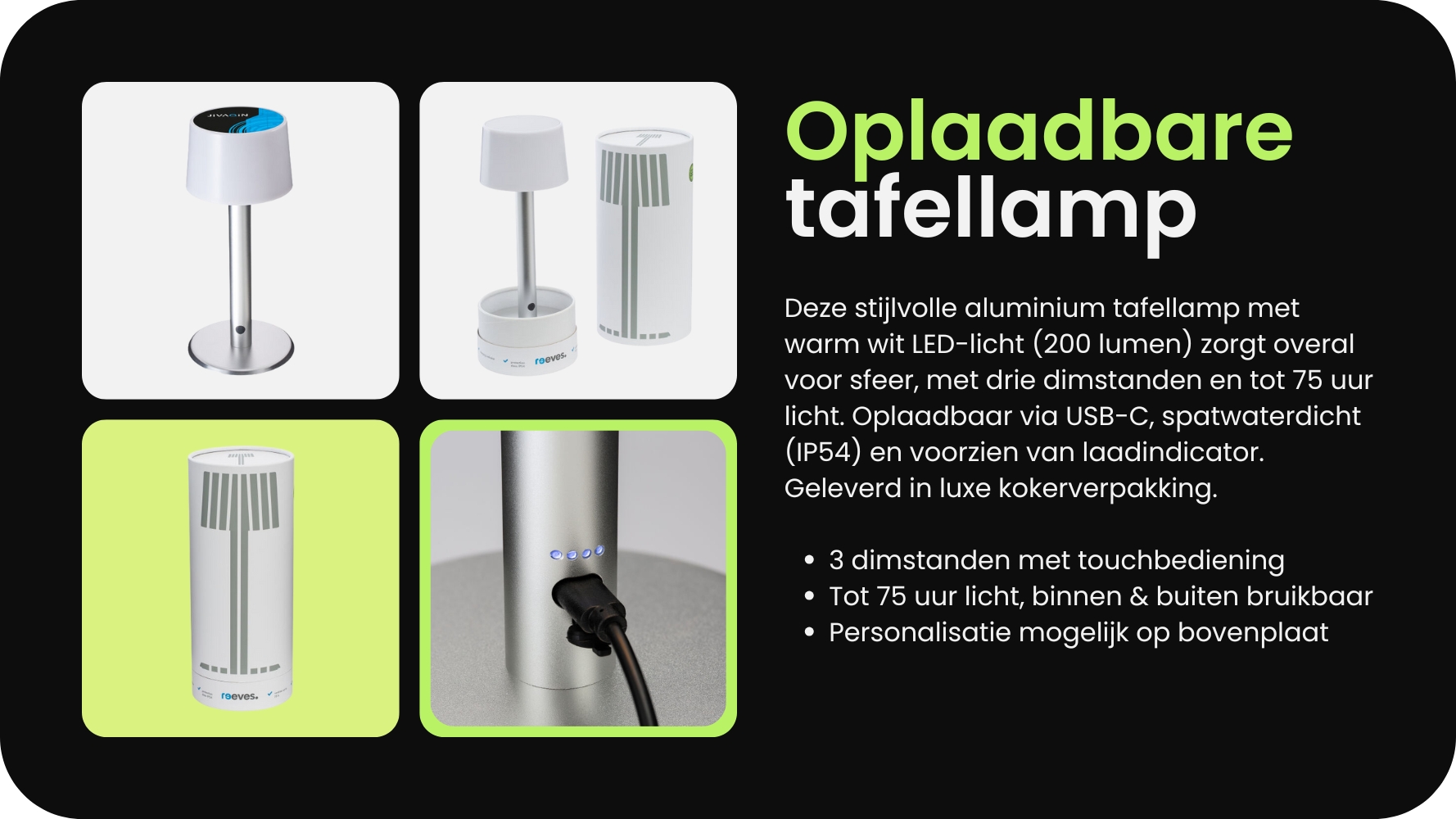 Oplaadbare tafellamp